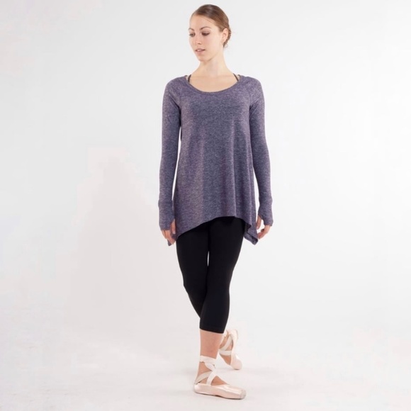 Lululemon Rehearsal Long Sleeve Heathered Black Swan - Picture 2 of 10